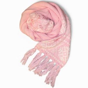 KNIT SCARF Winter Scarf Snowflake Design in Bubblegum Pink 62” x 9”
